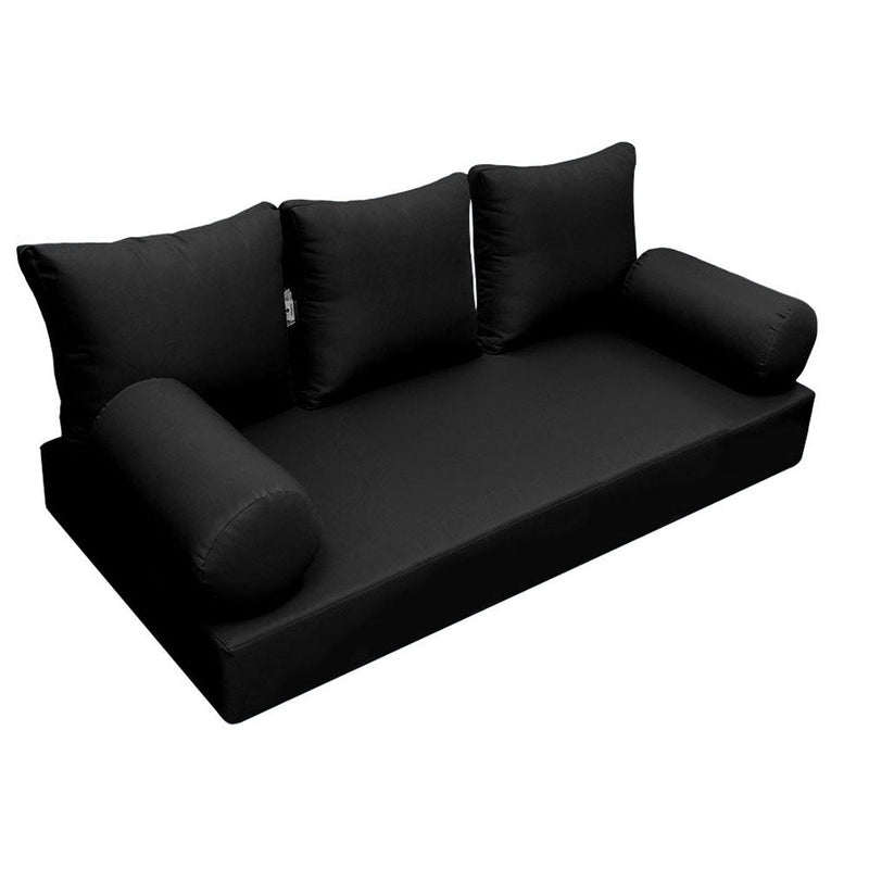 Style3 Full Size 6PC Knife Edge Outdoor Daybed Mattress Cushion Bolster Pillow Slip Cover Complete Set AD109