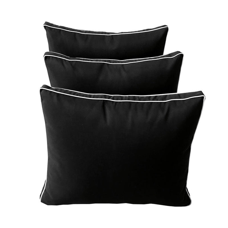 Style3 Queen Contrast Pipe Trim Bolster & Back Pillow Cushion Outdoor SLIP COVER ONLY AD109