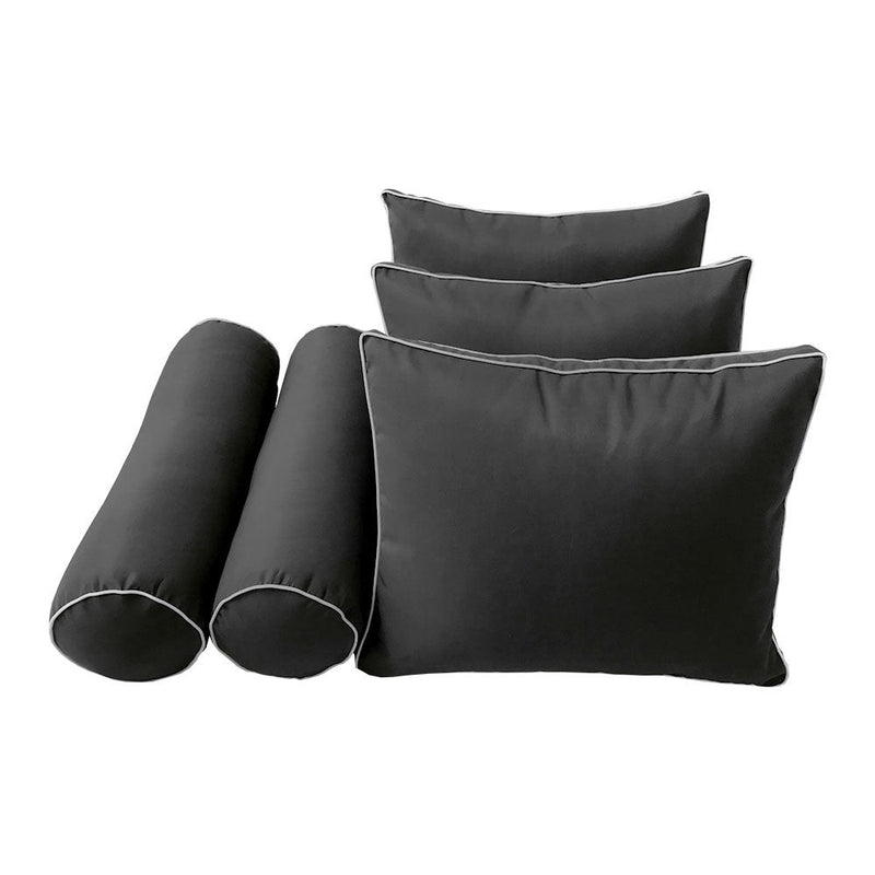 Style3 Queen Size 6PC Contrast Pipe Outdoor Daybed Mattress Cushion Bolster Pillow Slip Cover Complete Set AD003