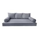 Style3 Twin Size 6PC Contrast Pipe Outdoor Daybed Mattress Cushion Bolster Pillow Slip Cover Complete Set AD001