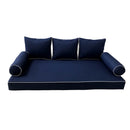 Style3 Twin Size 6PC Contrast Pipe Outdoor Daybed Mattress Cushion Bolster Pillow Slip Cover Complete Set AD101