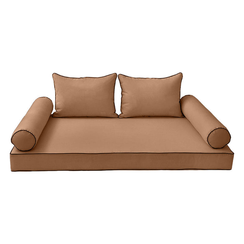 Style4 Crib Size 5PC Contrast Pipe Outdoor Daybed Mattress Cushion Bolster Pillow Slip Cover Complete Set AD104