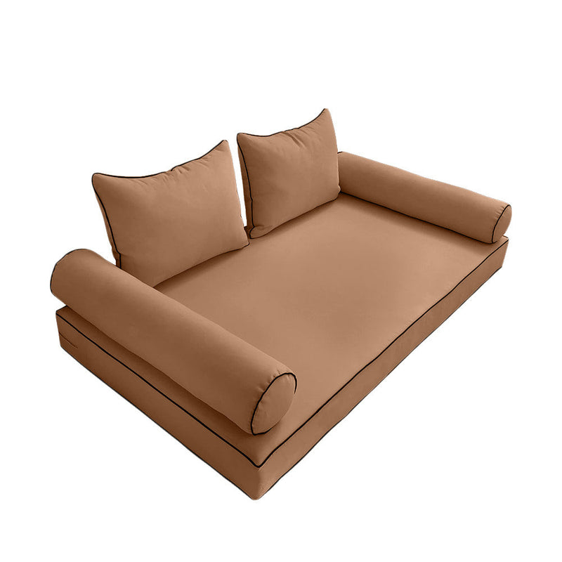 Style4 Crib Size 5PC Contrast Pipe Outdoor Daybed Mattress Cushion Bolster Pillow Slip Cover Complete Set AD104