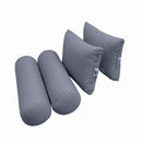 Pillow and bolster cushions displayed on an outdoor porch swing for a cozy, elegant setting.