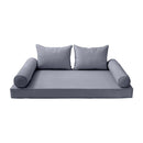 STYLE 4 - Mattress & Pillow Bolster Cushion for Outdoor Indoor Daybed Porch Swing Bed Piped Trim Crib Size AD001 | COVERS ONLY |