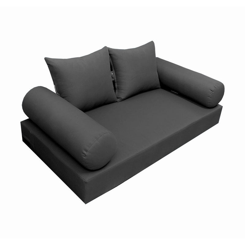 Style4 Full Size 5PC Knife Edge Outdoor Daybed Mattress Cushion Bolster Pillow Slip Cover Complete Set AD003