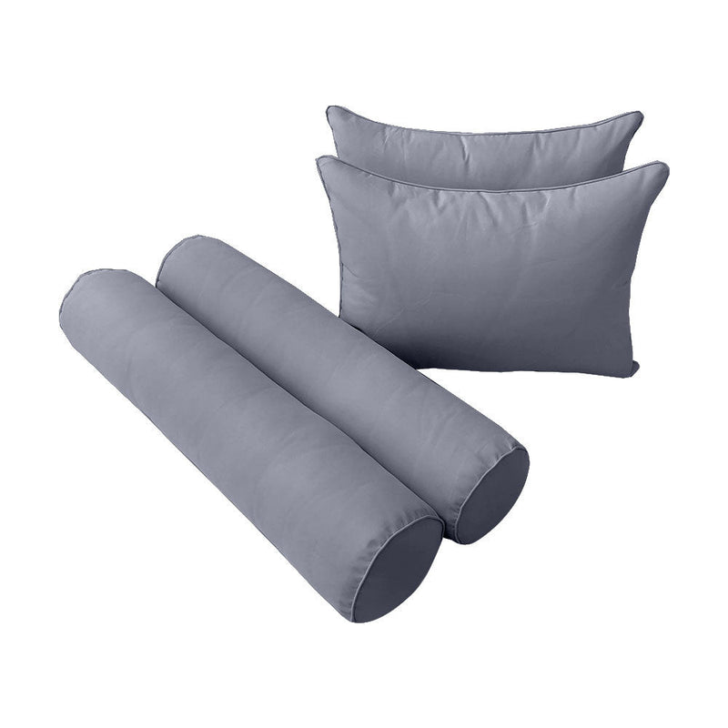 STYLE 4 - Mattress & Pillow Bolster Cushion for Outdoor Indoor Daybed Porch Swing Bed Piped Trim Full Size AD001 | COVERS ONLY |