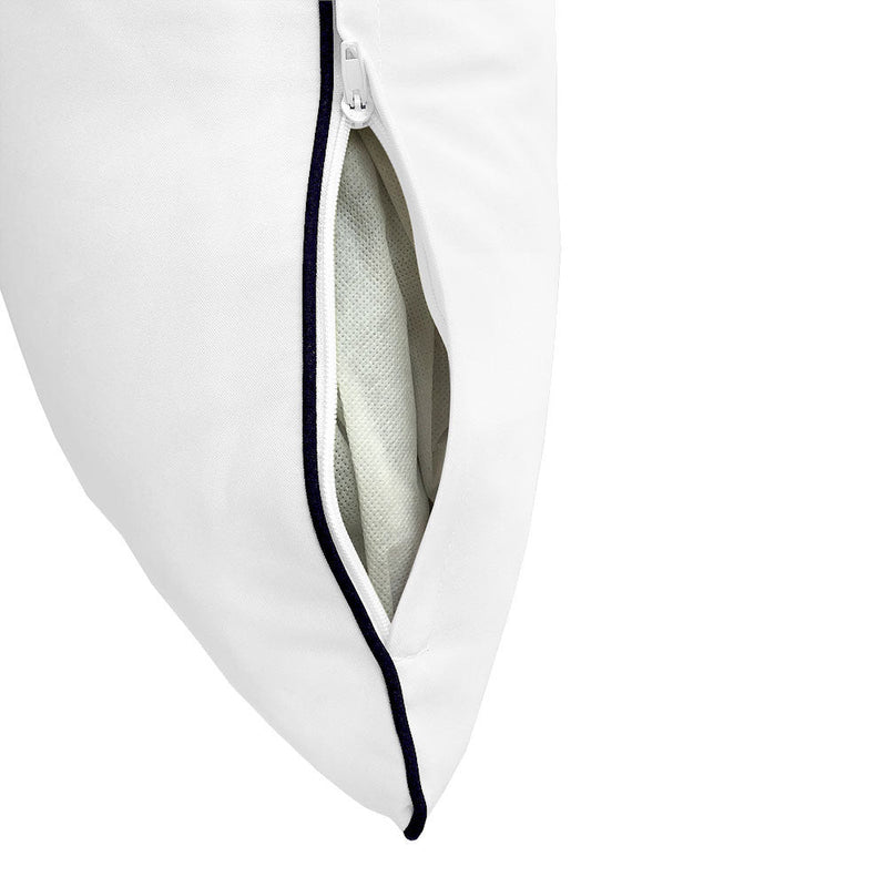 Style4 Queen Contrast Pipe Trim Bolster & Back Pillow Cushion Outdoor SLIP COVER ONLY AD106