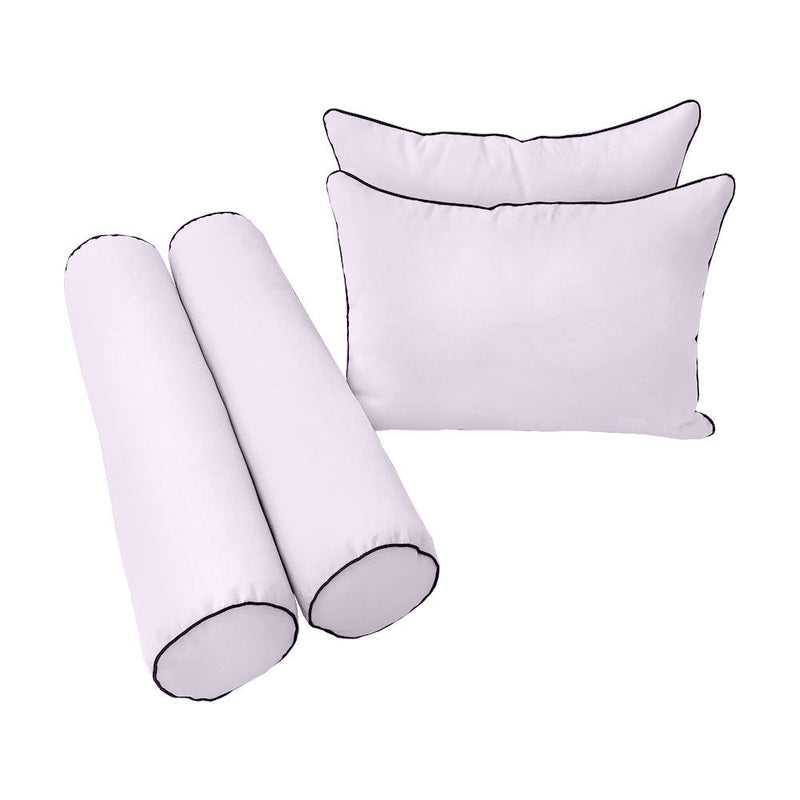 Style4 Queen Contrast Pipe Trim Bolster & Back Pillow Cushion Outdoor SLIP COVER ONLY AD107