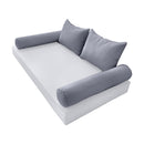 STYLE 4 Pillow & Bolster Cushion for Outdoor Indoor Daybed Porch Swing Bed Queen Size Piped Trim AD001 | COVERS ONLY |