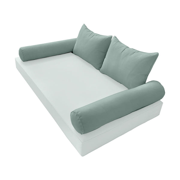 STYLE 4 Pillow & Bolster Cushion for Outdoor Indoor Daybed Porch Swing Bed Queen Size Piped Trim AD002 | COVERS ONLY |