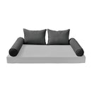 STYLE 4 Pillow & Bolster Cushion for Outdoor Indoor Daybed Porch Swing Bed Queen Size Piped Trim AD003 | COVERS ONLY |
