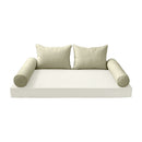 STYLE 4 Pillow & Bolster Cushion for Outdoor Indoor Daybed Porch Swing Bed Queen Size Piped Trim AD005 | COVERS ONLY |