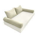 STYLE 4 Pillow & Bolster Cushion for Outdoor Indoor Daybed Porch Swing Bed Queen Size Piped Trim AD005 | COVERS ONLY |