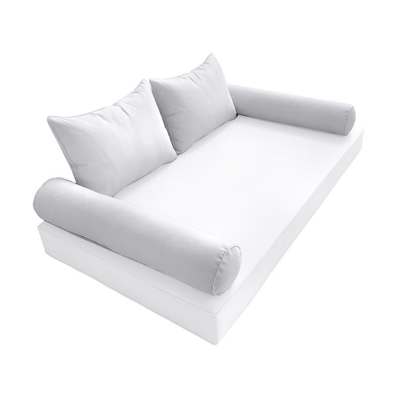 STYLE 4 Pillow & Bolster Cushion for Outdoor Indoor Daybed Porch Swing Bed Queen Size Piped Trim AD105 | COVERS ONLY |