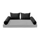 STYLE 4 Pillow & Bolster Cushion for Outdoor Indoor Daybed Porch Swing Bed Queen Size Piped Trim AD109 | COVERS ONLY |