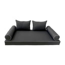 Modern outdoor daybed cushion set with two bolsters and two pillows, ideal for patio, porch, or indoor lounge spaces. — cover only
