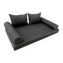 Elegant cushion and bolster set featuring refined craftsmanship and knife-edge detailing, designed for versatile indoor and outdoor comfort.