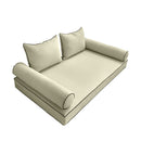 Style4 Twin Size 5PC Contrast Pipe Outdoor Daybed Mattress Cushion Bolster Pillow Slip Cover Complete Set AD005