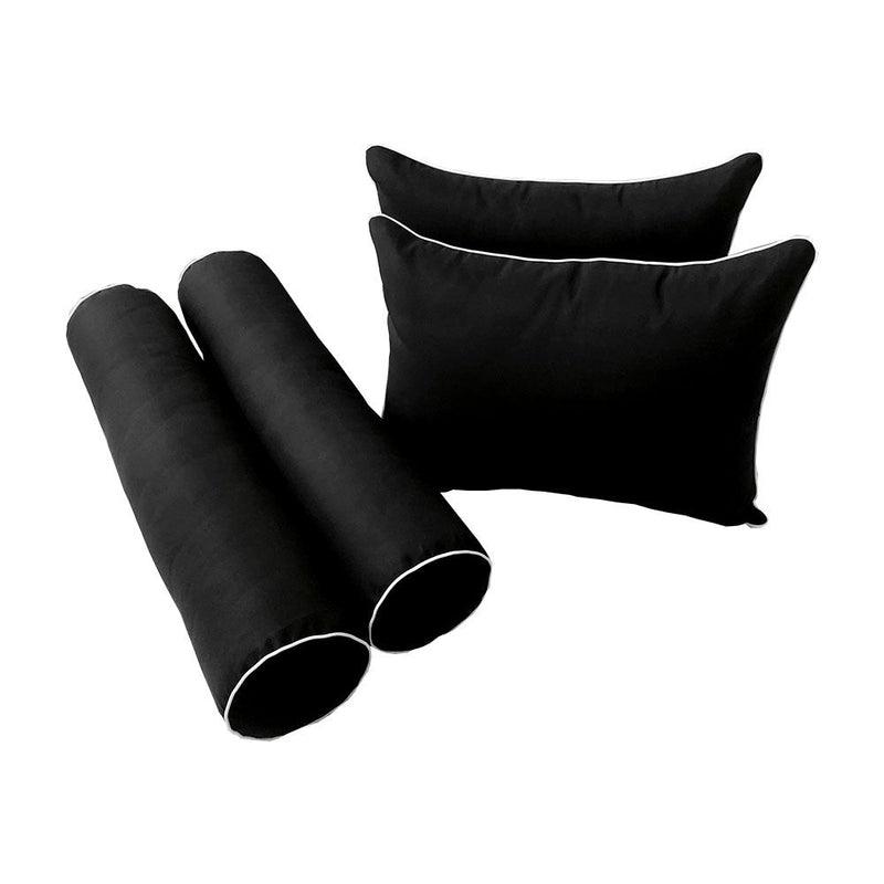 Style4 Twin-XL Size 5PC Contrast Pipe Outdoor Daybed Mattress Cushion Bolster Pillow Slip Cover Complete Set AD109
