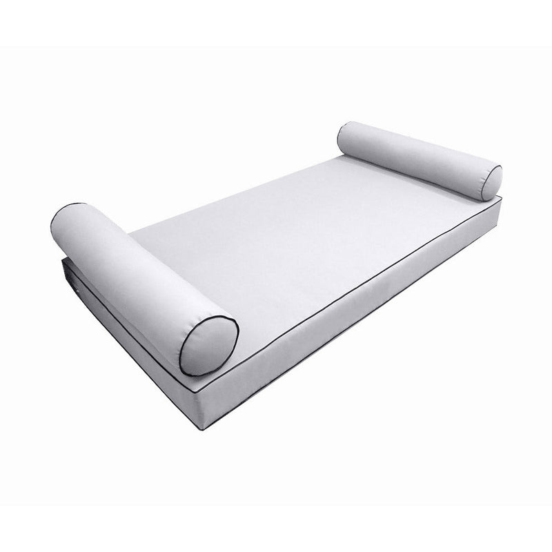 Style5 Crib Size 3PC Contrast Pipe Trim Outdoor Daybed Mattress Bolster Pillow Fitted Sheet Slip Cover ONLY AD105