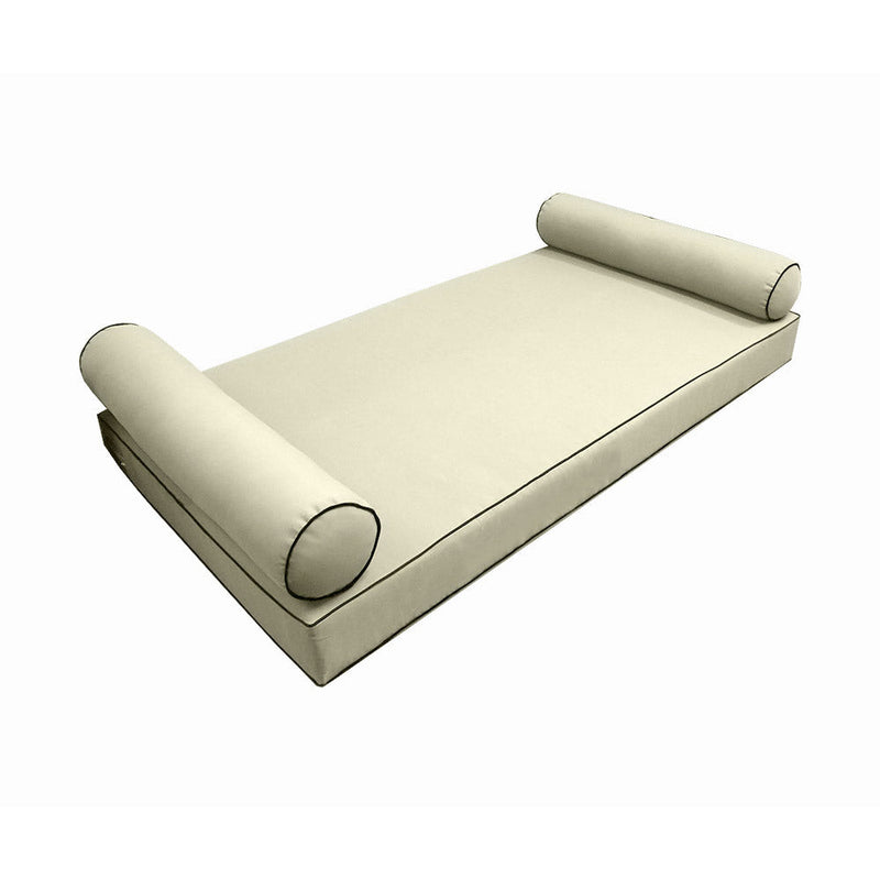 Style5 Crib Size 3PC Contrast Pipe Trim Outdoor Daybed Mattress Cushion Bolster Pillow Slip Cover COMPLETE SET AD005