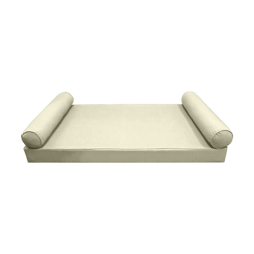 STYLE 5 - Mattress & Pillow Bolster for Outdoor Indoor Daybed Porch Swing Bed Piped Trim Crib Size AD005 | COVERS ONLY |
