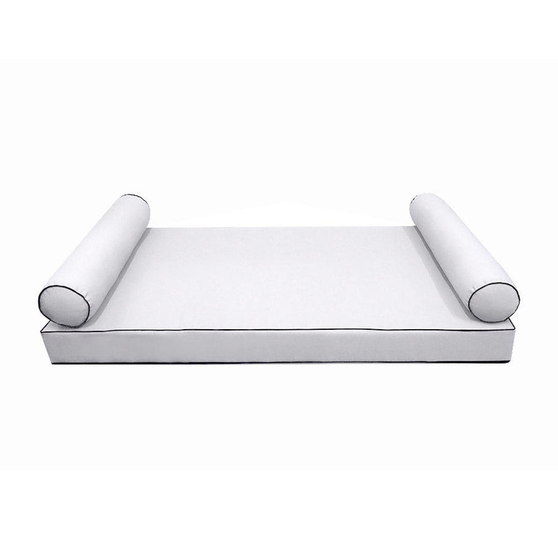 Style5 Full Size 3PC Contrast Pipe Trim Outdoor Daybed Mattress Cushion Bolster Pillow Slip Cover COMPLETE SET AD105