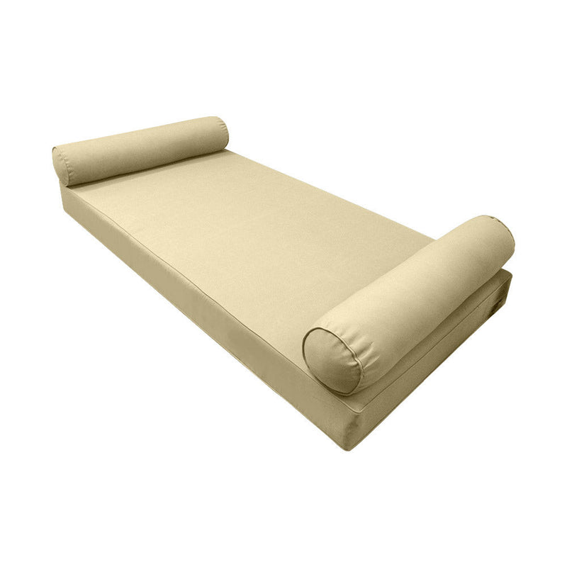 Style5 Full Size 3PC Pipe Trim Outdoor Daybed Mattress Bolster Pillow Fitted Sheet Slip Cover ONLY AD103