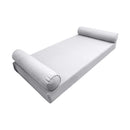 STYLE 5 - Mattress & Pillow Bolster for Outdoor Indoor Daybed Porch Swing Bed Piped Trim Queen Size AD105 | COVERS ONLY |