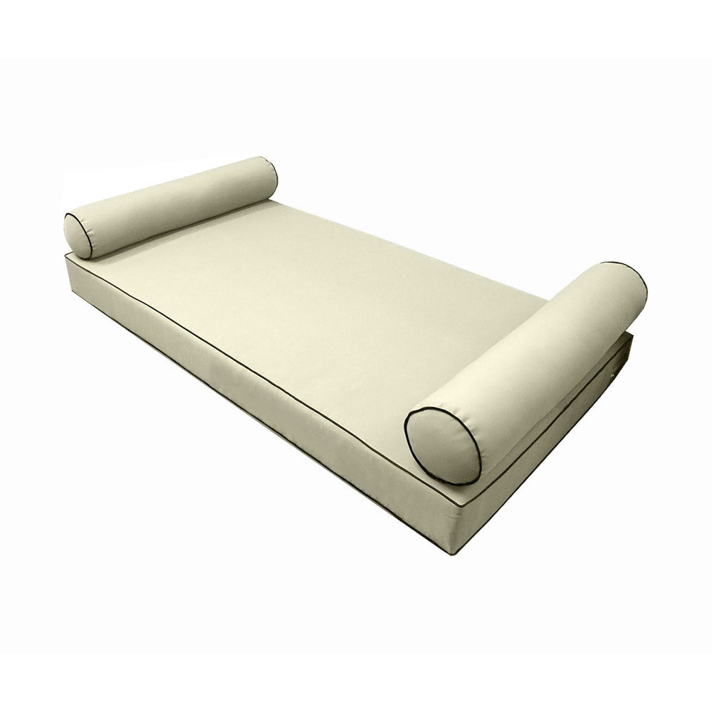 Elegant cushion and bolster set featuring refined craftsmanship and knife-edge detailing, designed for versatile indoor and outdoor comfort.