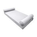 STYLE 5 - Mattress & Pillow Bolster for Outdoor Indoor Daybed Porch Swing Bed Piped Trim Twin Size AD105 | COVERS ONLY |
