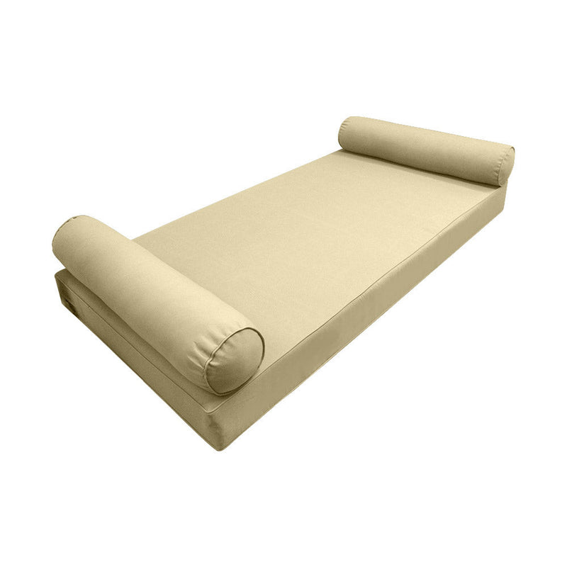 Style5 Twin-XL Size 3PC Pipe Trim Outdoor Daybed Mattress Cushion Bolster Pillow SlipCover COMPLETE SET AD103