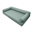 Elegant cushion and bolster set featuring refined craftsmanship and knife-edge detailing, designed for versatile indoor and outdoor comfort.