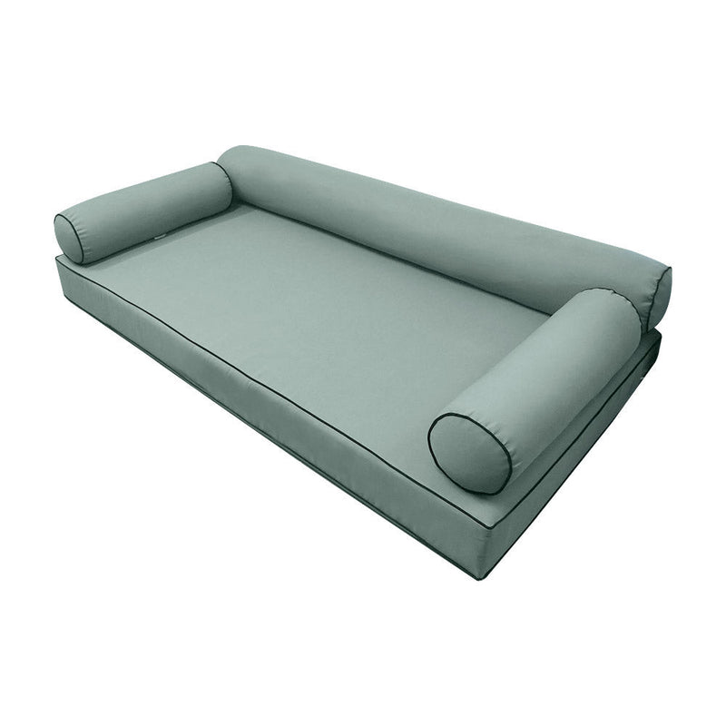 STYLE 6 - Mattress & Pillow Bolster for Outdoor Indoor Daybed Porch Swing Bed Contrast Trim Crib Size AD002 | COVERS ONLY |