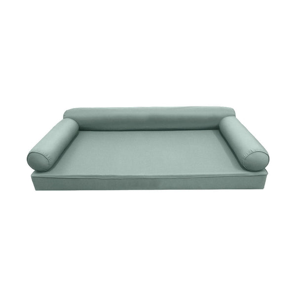 STYLE 6 - Mattress & Pillow Bolster for Outdoor Indoor Daybed Porch Swing Bed Piped Trim Crib Size AD002 | COVERS ONLY |