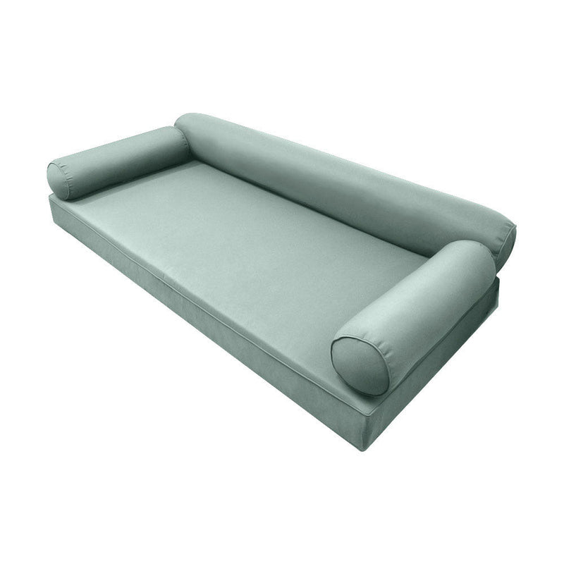 STYLE 6 - Mattress & Pillow Bolster for Outdoor Indoor Daybed Porch Swing Bed Piped Trim Crib Size AD002 | COVERS ONLY |
