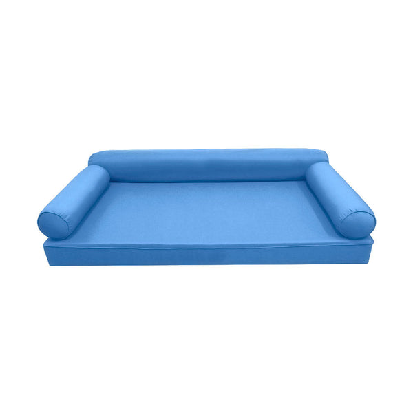 STYLE 6 - Mattress & Pillow Bolster for Outdoor Indoor Daybed Porch Swing Bed Piped Trim Crib Size AD102 | COVERS ONLY |