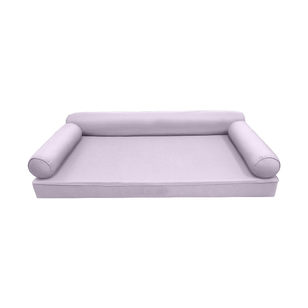 STYLE 6 - Mattress & Pillow Bolster for Outdoor Indoor Daybed Porch Swing Bed Piped Trim Crib Size AD107 | COVERS ONLY |