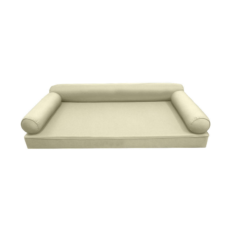 STYLE 6 - Mattress & Pillow Bolster for Outdoor Indoor Daybed Porch Swing Bed Piped Trim Full Size AD005 | COVERS ONLY |