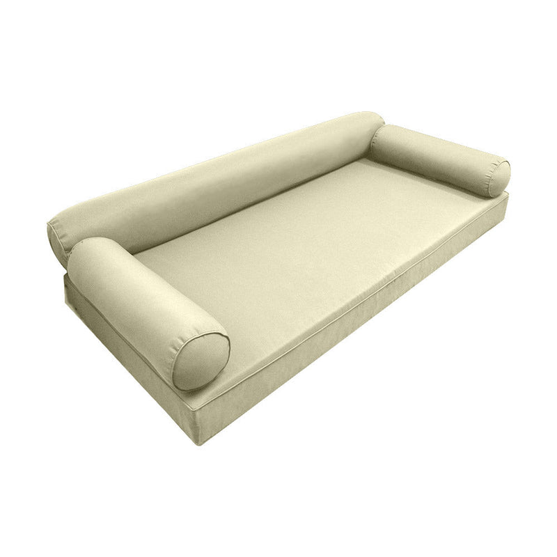STYLE 6 - Mattress & Pillow Bolster for Outdoor Indoor Daybed Porch Swing Bed Piped Trim Full Size AD005 | COVERS ONLY |