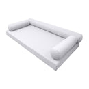 Elegant cushion and bolster set featuring refined craftsmanship and knife-edge detailing, designed for versatile indoor and outdoor comfort.