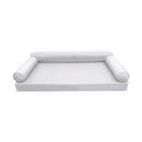 STYLE 6 - Mattress & Pillow Bolster for Outdoor Indoor Daybed Porch Swing Bed Piped Trim Twin Size AD105 | COVERS ONLY |