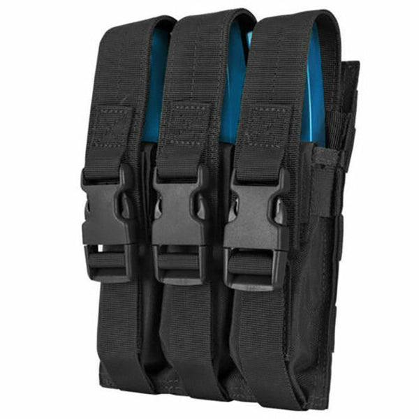 Condor MOLLE Triple Airsoft MP5 Magazine Mag Pouch .22 or 9mm Mag Ammo Flap PAL-BLACK