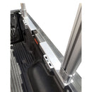 Universal aluminum pickup rack fitted to truck bed for hauling ladders and pipes