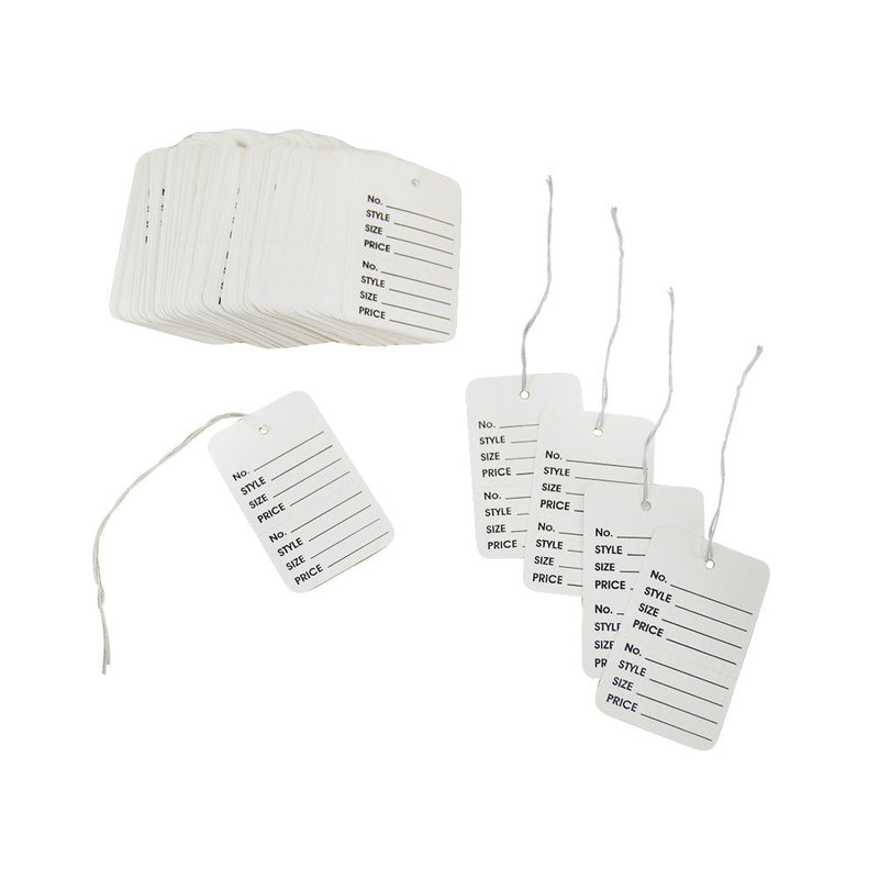 WHITE 1000 PCS Large Perforated Strung Hang Tags WITH STRING Coupon Price Paper Label Card 1-3/4" x 2-7/8"