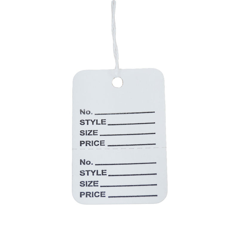 WHITE 1000 PCS Small Perforated Strung Hang Tags WITH STRING Coupon Price Paper Label Card 1-1/4" x 1-7/8"