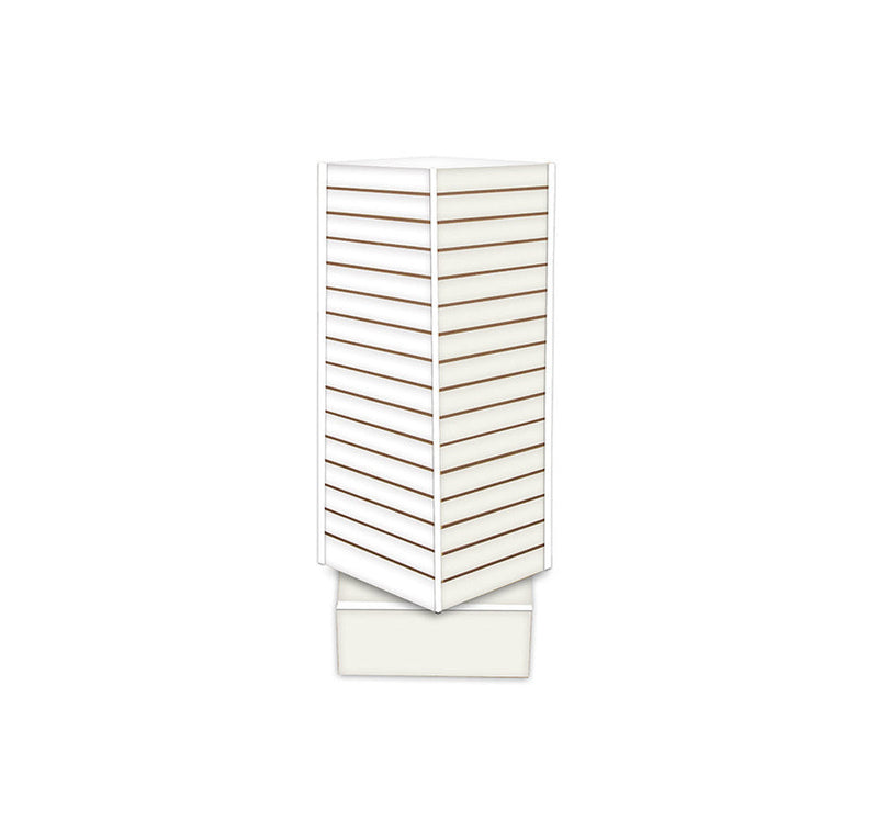 White 20'' x 20'' x 54'' Revolving Slatwall Floor Display Rotating Cube Tower