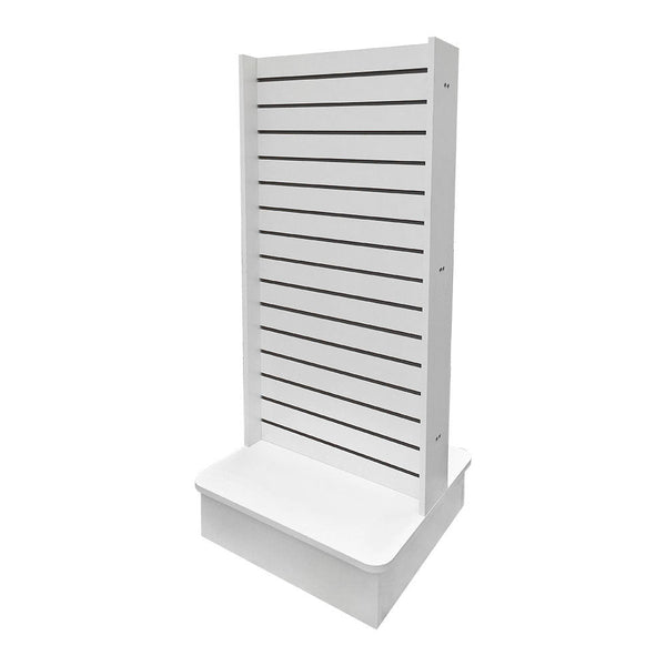 White 25x25x54 Display Tower 2 Sided Slatwall Knockdown Displays Floor Stand