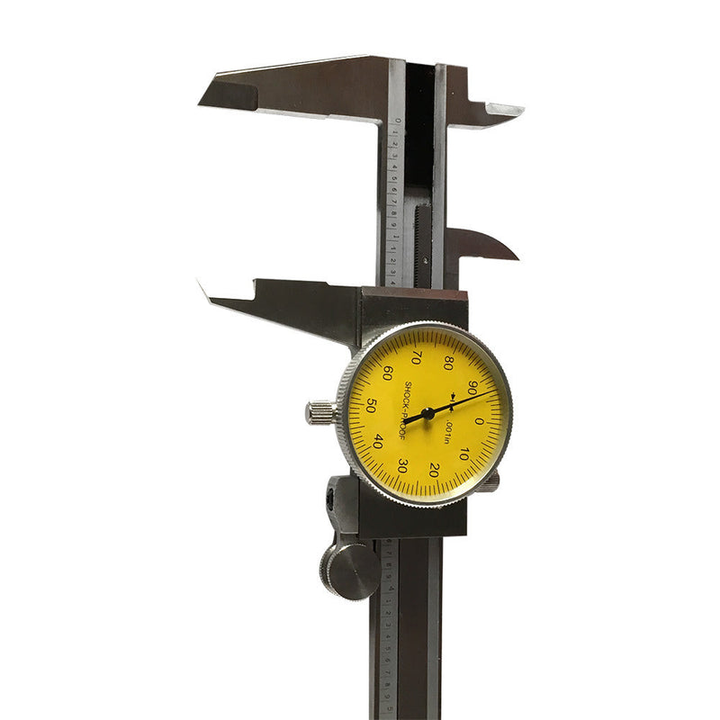 YELLOW Face 0-6'' stainless Steel 4 Way Dial Caliper Shock Proof 0.001'' Graduation